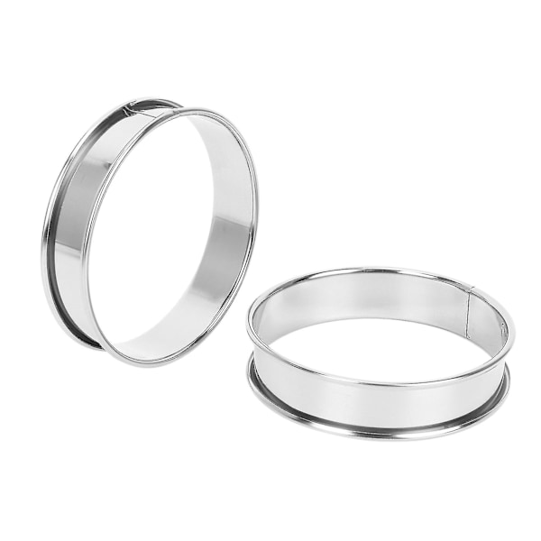 6 stk. Runde Kage Ringforme til Madlavning, Rustfrit Stål Muffin Tærte Ringe, Metalforme Dobbeltvalsede Cr