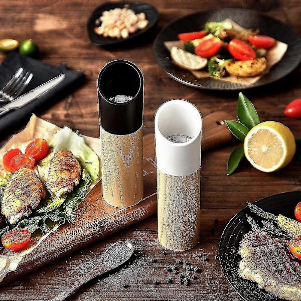 2-pack Mini Salt- och Pepparkvarnar i Rostfritt Stål med Tumtryck