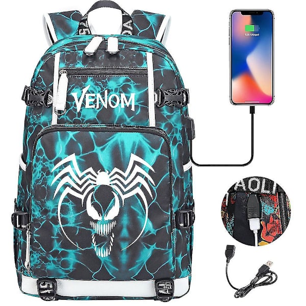 Venom Fashion Tryckt Usb Ungdoms Skolväska (2-117) Color-14