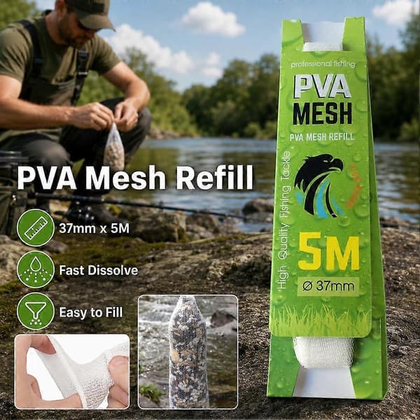 PVA Mesh Agnføder - Vandopløselig, 5m, Karpefiskeri, 3.7cm, Lystfiskeri