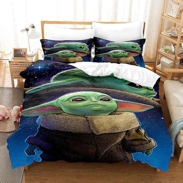 Mas15 Master Yoda 3D-printet sengesett dynetrekk dynetrekk putetrekk barnegave AU QUEEN 210x210cm