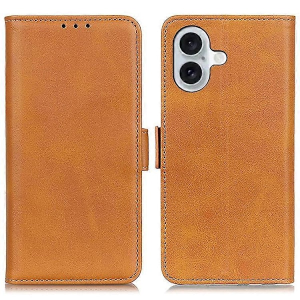 Kompatibelt för iPhone 16 Plus Fodral PU Läder Plånbok Telefonfodral med Magnetlås på Sidan Yellow