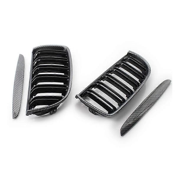 Bil Kulfiber Look Front Kidney Grill Dobbelte Lameller til 3 Serie E90 E91 2005-2008
