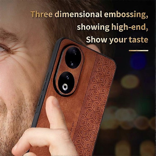 AZNS Kompatibel For Honor 90 PU Lær+TPU Telefondeksel Anti-Ripp Mønstret Skall Deksel Green