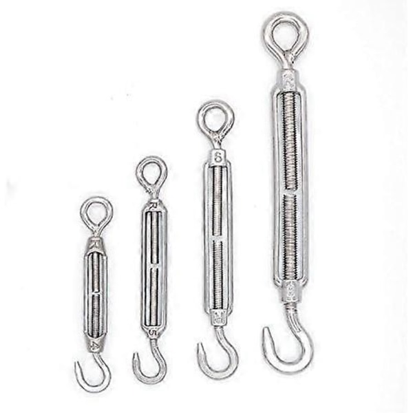 10 stk. M4 Rustfritt Stål 304 Krok & Øye Strammeskrue Krok Wire Tau Spenning