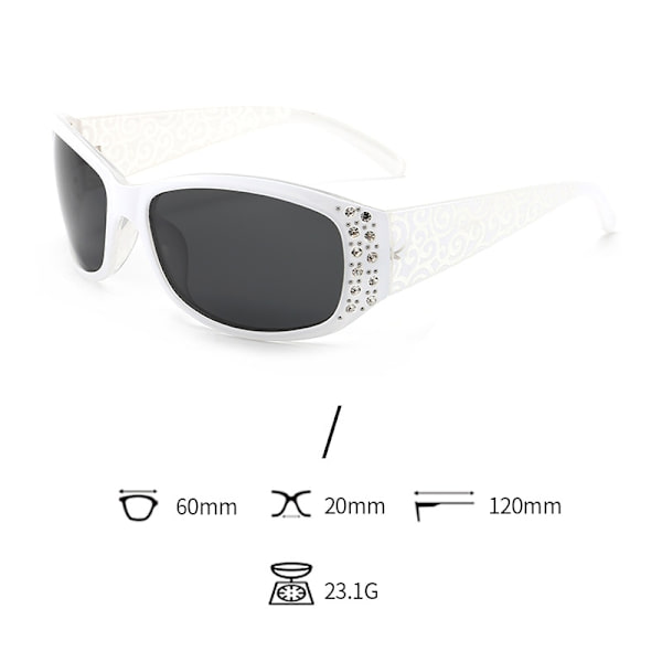 Polarisoidut aurinkolasit naisille, strassikoristeiset aurinkolasit, ajo-, matka- ja ulkoilulasit, UV403-aurinkolasit naisille WHite Style4