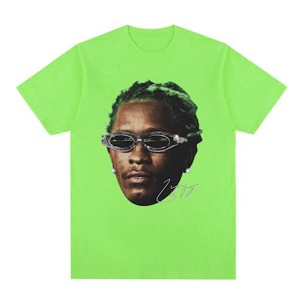 Räppäri Young Thug Graafinen T-paita Miehet Naiset Muoti Hip Hop Vintage T-paita Green XL