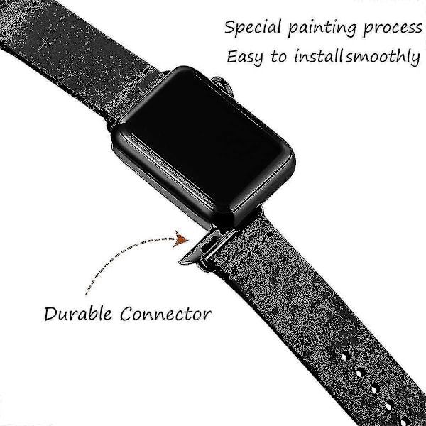 Vintage læderremme kompatible med Apple Watch rem 38 mm 40 mm 41 mm, ægte læder retro rem kompatibel til mænd kvinder iWatch SE serie 7/6/5/4/3/
