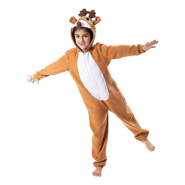 Kids Deer Onesie Reindeer Costume Party Cosplay nattøy L