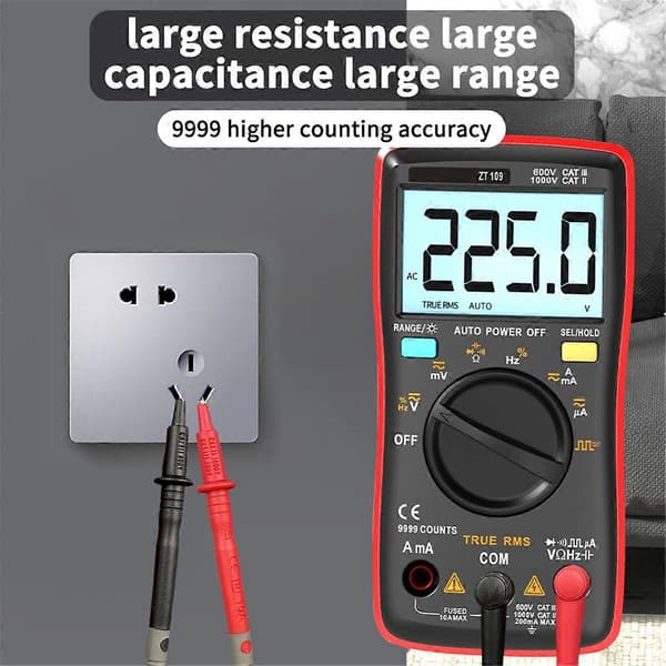 AN8009 Bakgrundsbelyst LCD Multimeter Testare Voltmeter Mätare