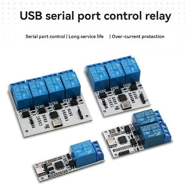 Relemoduuli 2-kanavainen USB - CH340 sarjaohjattu relemoduuli Optoerottimen suojaus Type-C liitäntämoduuli Dstur-t20