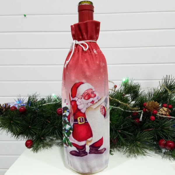1 stk Kreativ Julevinflaske Sæt Dæk Ornament Juledekoration Til Hjemmet Julenavidad Deco Noel Nytårsgave 2022 Santa Claus Style13