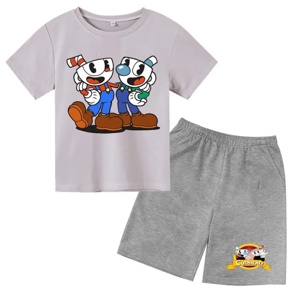 Kopphuvud för barn Flickor T-shirt Byxor Tvådelat set 3D Cartoon Flickor kopphuvud Toddler Baby Barn 3 4 5 6 7-14 år gammal Silver 120(105-115cm)