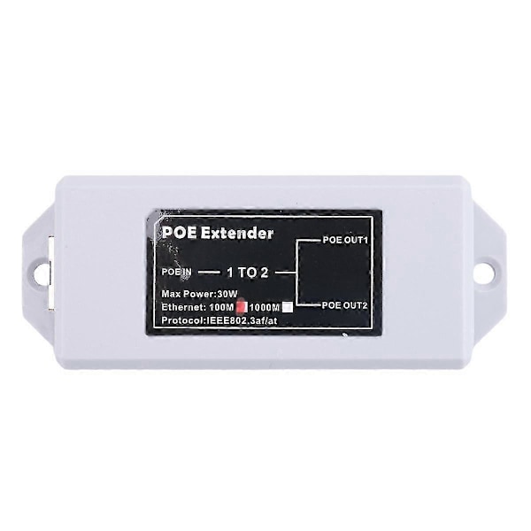 1 til 2 Port POE-forlenger 100 Mbps IEEE 802.3Af/At Standard 48V for NVR IP-kamera POE-utvidelse 100 meter for POE-rekkevidde