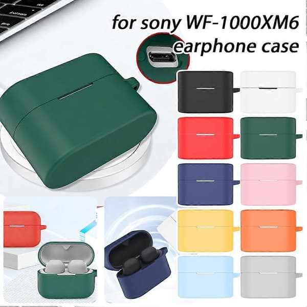 För Sony WF 1000XM6 Silikonskyddsfodral med karbinhake White