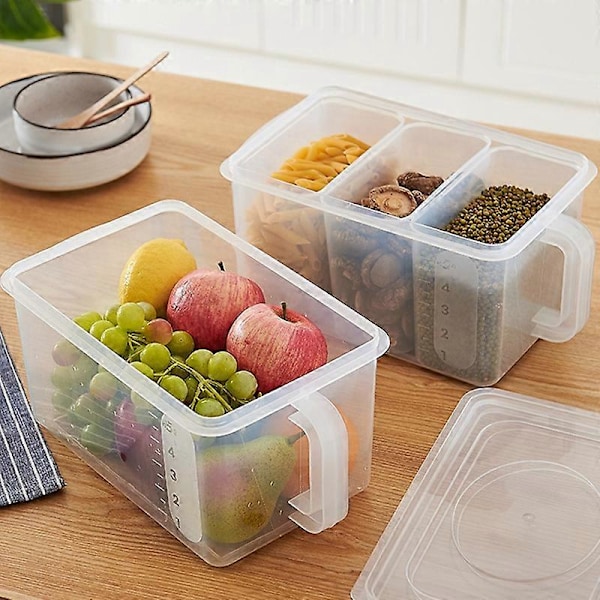 2 Pakk Plast Oppbevaringsbokser med Uttakbare Beholdere Håndtak Mat Oppbevaringsorganisator Bokser med Lokk