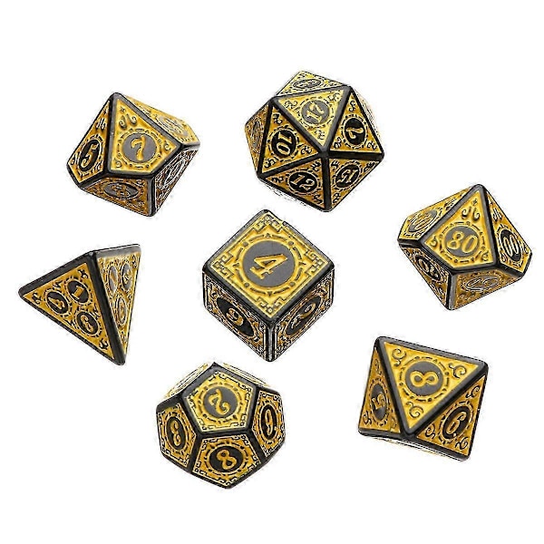 Gult 7-delt Akryl Polyhedral Terningesæt til DND TRPG Bordspil D4-D20
