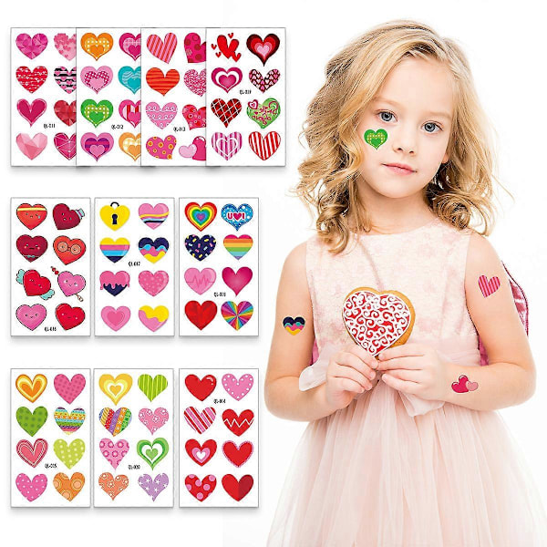 Mønster Børn Farverige Kærlighed Fersken Tattoo Sticker Valentinsdag Mors Dag Ansigt Hjerteformet Tattoo Sticker