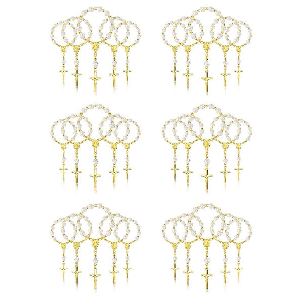 30 stk. Dåpsrosenkrans Akryl Rosenkransperler Mini Rosenkranser med for Første Kommunions Dåpsfest