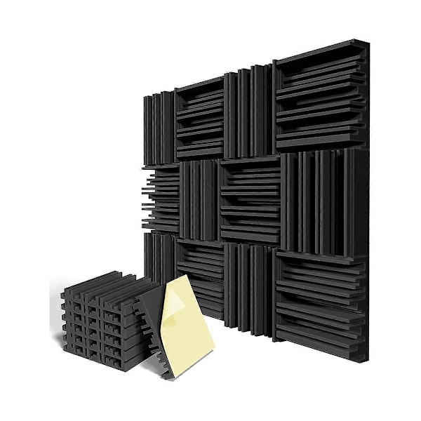 12-pack Självhäftande Ljudisolerande Skumpaneler, 30x30x5 cm Akustikskum, Hög Resiliens Ljudisolerande