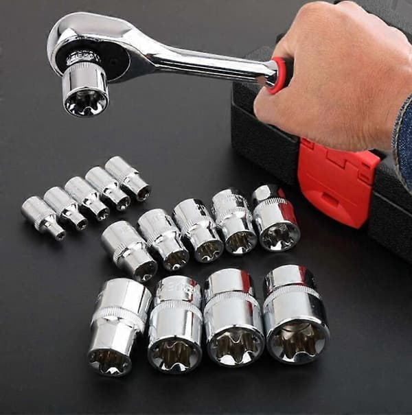 14 kpl E4-E24 E-Hex Naaras Torx Hylsysarja
