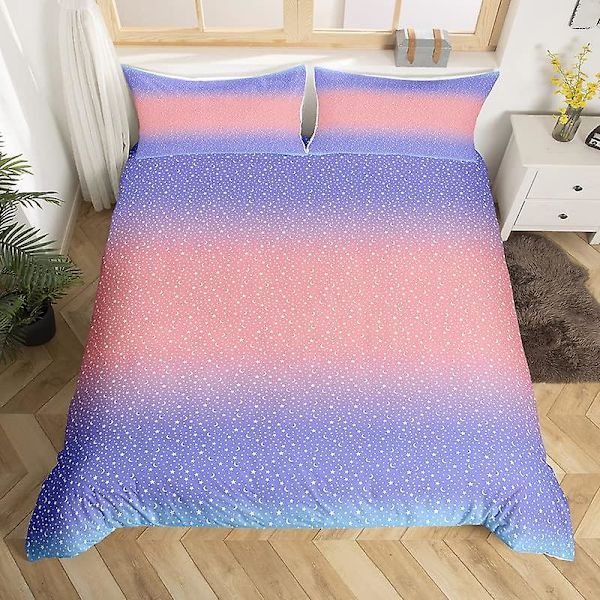 Sateenkaari King Queen -pussilakanasetti, solmuvärjätty vuodevaatesetti, glitter-ombre-peittopäällinen, tähtitaivas pastelli kimalle polyesteri peittopäällinen
