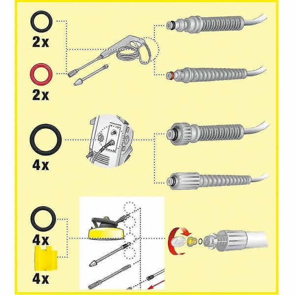 Erstatnings O-ring Kit Tilbehør for Høytrykksspylere