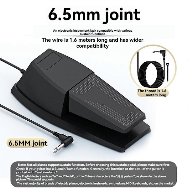 Sustain Pedal Universal Skridsikker Fodpedal til Synthesizer Klaverer og Keyboards