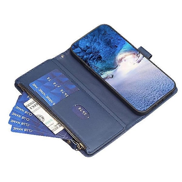 BF Style-19 Kompatibelt För Oppo A74 / A93 / A54 5G Ficka med Dragkedja PU Läder Telefonfodral Plånbok Ställ Skydd Blue