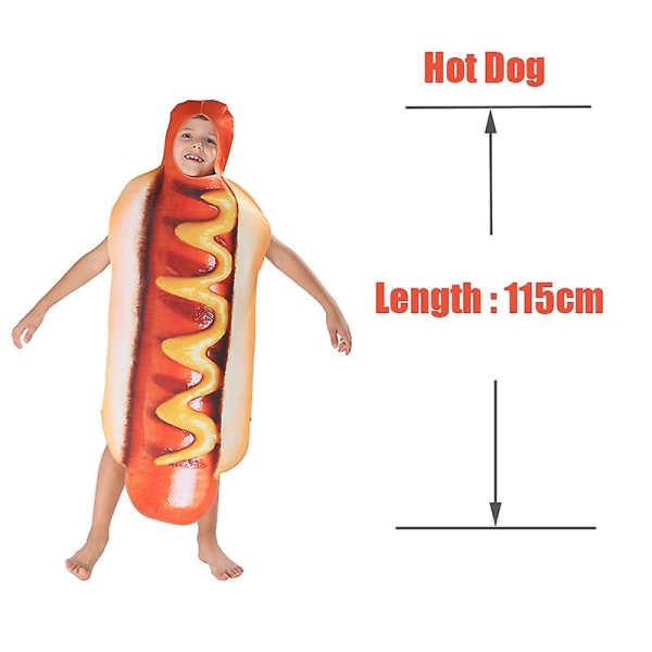 Barnkostymer Barnmat Rolig kostym för Purim Karneval Pojkar Hot Dog Cosplay Pizza Mjölk Och Kakor Kostym Halloween Semester Cos Hot Dog