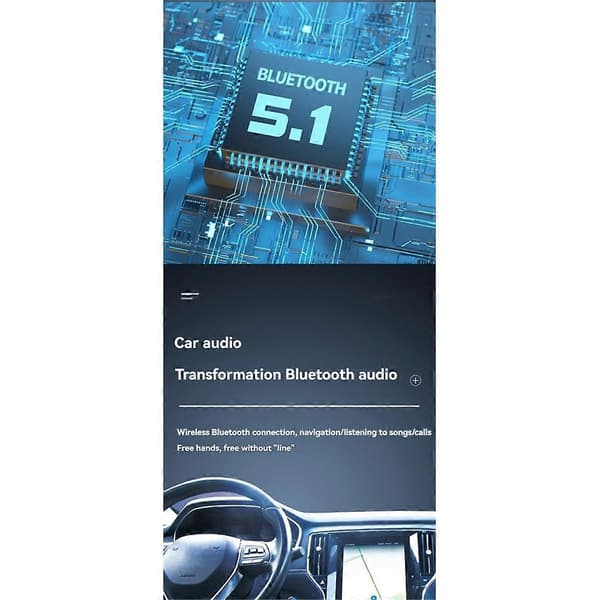 Trådløs Bluetooth Receiver Adapter 5.1 Lavalier Bluetooth Receiver med Mikrofon til Bil Mobil Streaming