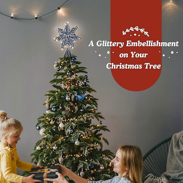 Glitterstjerne juletretopp - Batteridrevet juletrelys (blå)