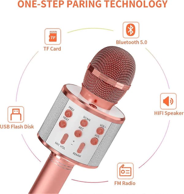 Karaokemikrofon med högtalare - Roséguld