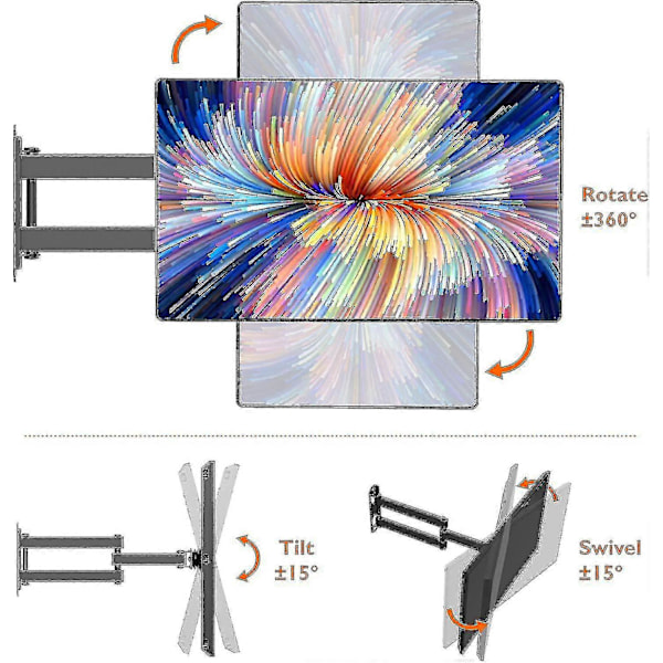 LCD Husbils-/Husvagns-TV-fäste Aluminium Väggfäste Arm Anti-skak (1 st, Svart)