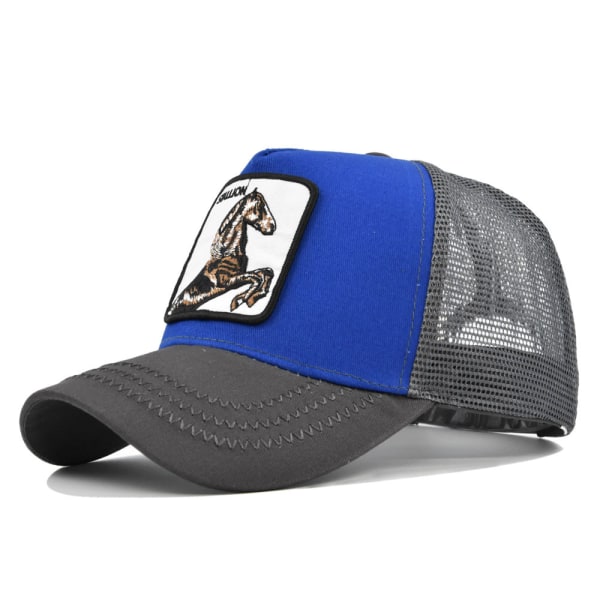 Hest Dyr Brodert Baseball Caps Mesh Trucker Hatt Gray Blue
