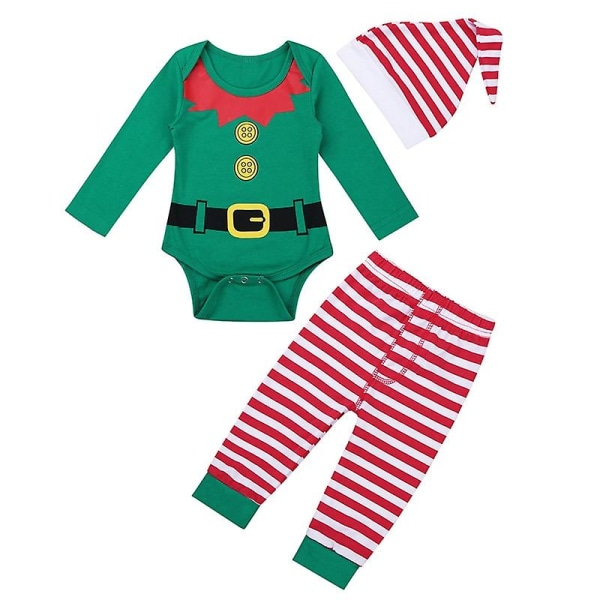 3st/ set Jul Nyfödd baby Cosplay kostym Spädbarnskläder Set med fest Ha jultomtens tomtar kläder Söt karnevalsfest 100CM