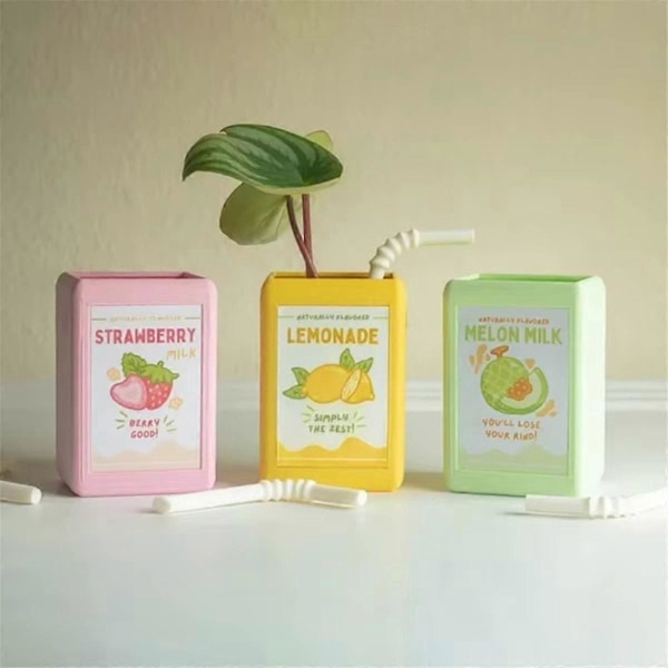 Värikäs JuiceBox -maljakko kukkaruukkukoristeeksi, 3D-tulostettu hartsi makeisenvärisiä juomamaljakoita