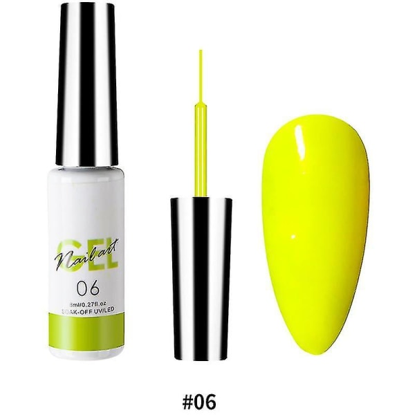 2st Nail Art Gel Ritning Liner Penna Nagelmålning Gellack Polish Nail Art Gel För Gör-det-själv Nail Art Nyhet 6