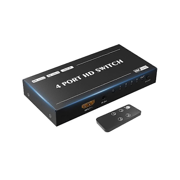 8K HD Switch 4 Port - Kompatibel Switch 4 inn 1 ut Splitter 8K 60Hz Spillprojektor Hjemmekonverter