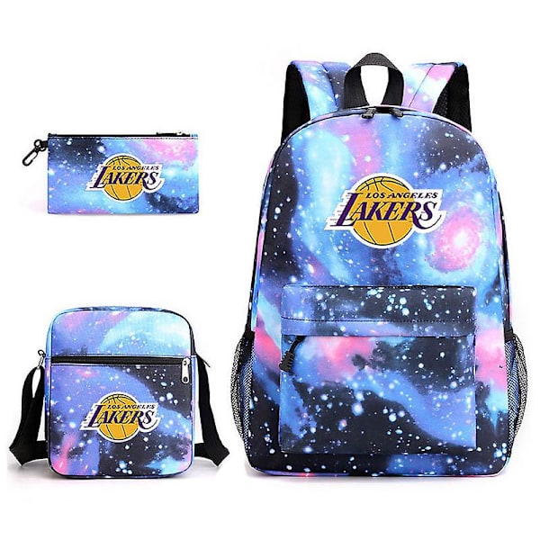 Tredelt Skolesekk Lakers Trykt Blyantveske Skulderveske Star blue Three piece set