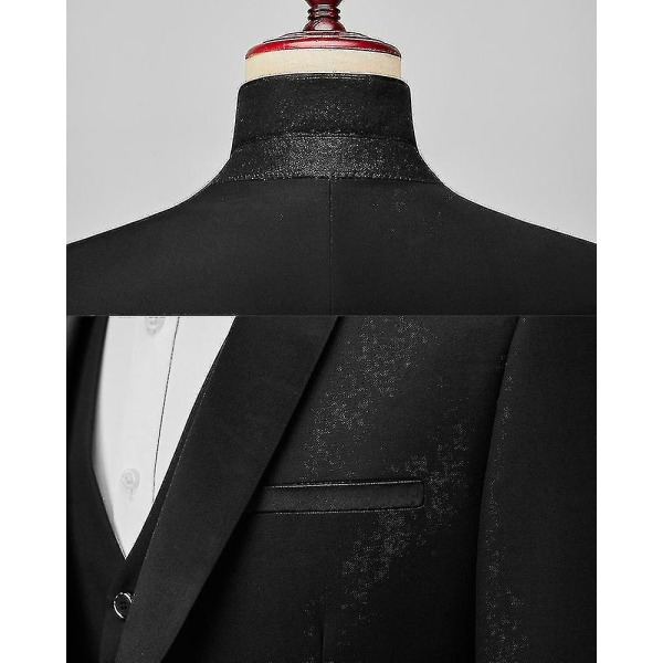 Miesten 3-osainen puku huivi käänne, yksi nappi smokki Fit Premium Dinner Blazer liivi ja housut