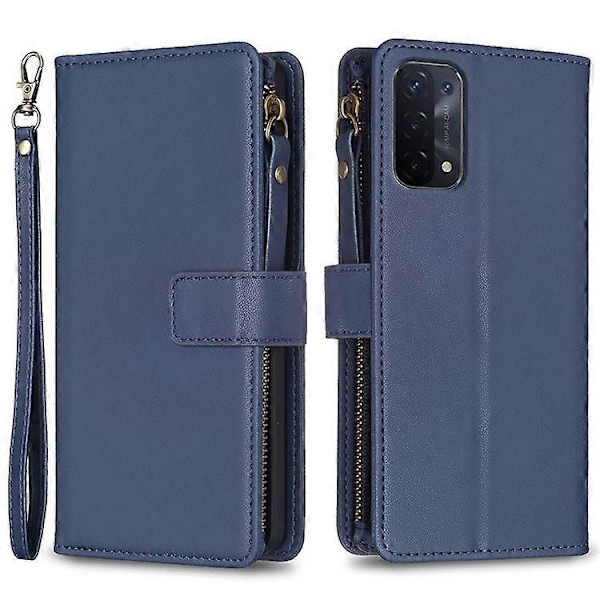 BF Style-19 Kompatibelt För Oppo A74 / A93 / A54 5G Ficka med Dragkedja PU Läder Telefonfodral Plånbok Ställ Skydd Blue