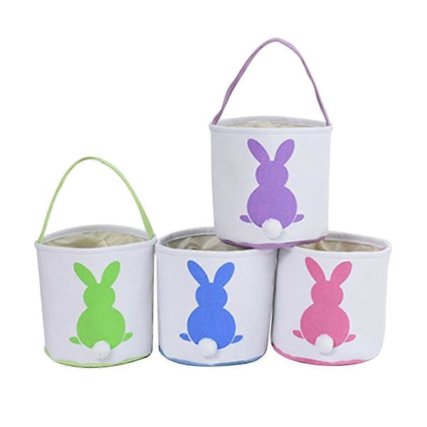 Påskhare Korgar för Barn, 4-pack Canvas Påskägg Jaktväska Kanin Gåvor Leksaker Hink Tote