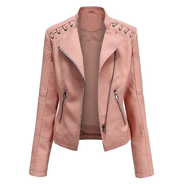 Skinnjacka för damer, avslappnad modell med dragkedja, finns i 12 färger pink XL