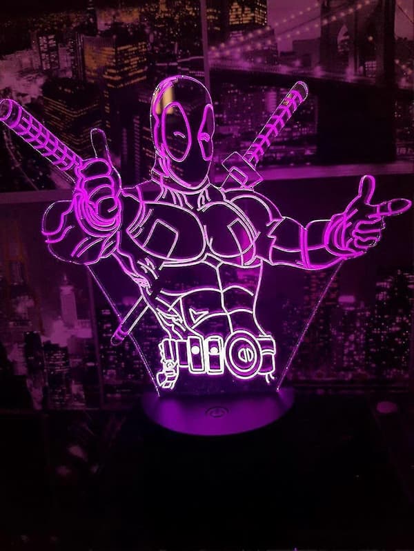 Deadpool Nattlampe til Barnerom Bordlampe 3d Led Nattlys Usb