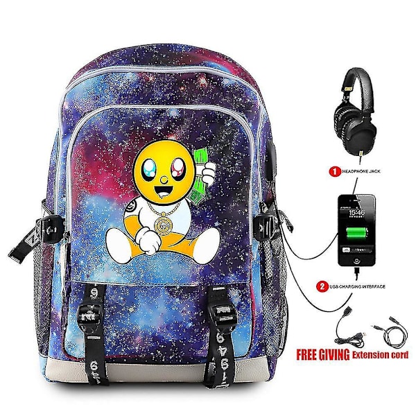 Chief Keef Peripheral Student Rygsæk Med USB-Stik Praktisk Rygsæk starry sky