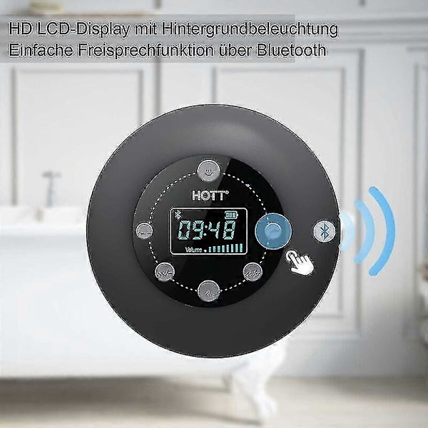 Duschradio Bluetooth 5.0 Vattentät Högtalare Trådlös Badrumsmusik