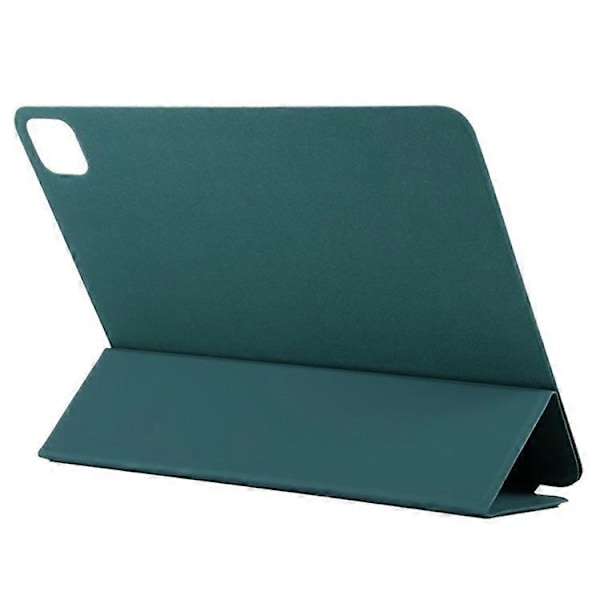 Kompatibelt Fodral för iPad Pro 11 (2024) PU Läder Tri-fold Ställ Magnetisk Stängning Tablet Skydd DarkGreen