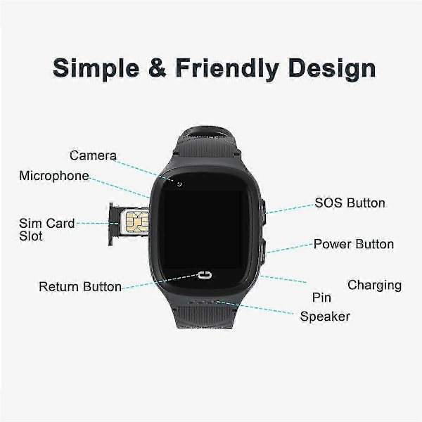 4G med GPS-tracker, videoopkald, et-tryks SOS-opkald, stemmechat, kamera, GPS-tracker-ur til børn