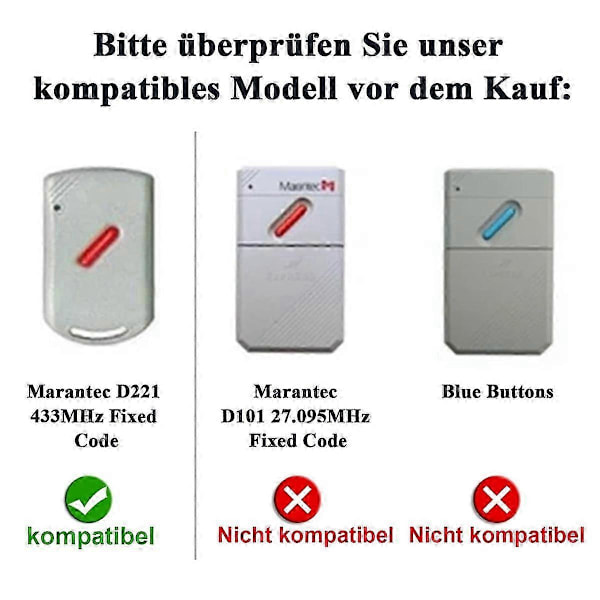 Autotallin oven avaajan kaukosäädin Marantec 433MHz käsikäyttöiselle lähettimelle Digital 382, 302, 384, 30